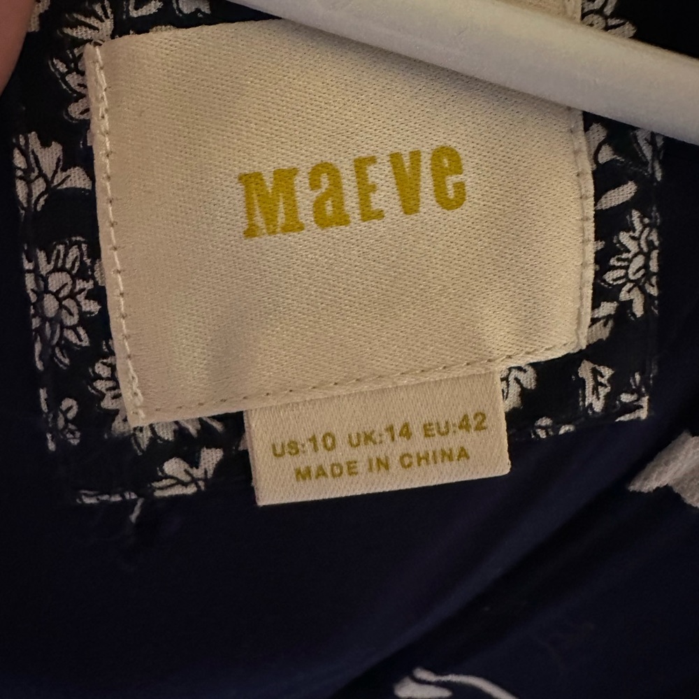 Maeve Navy Blue Mini Dress with White Leaf Print - Picture 4 of 4